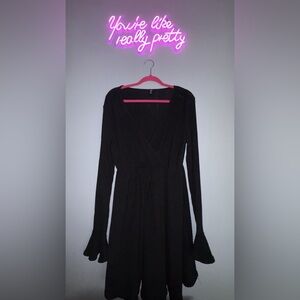 SHEIN Curve Elegant Black Wrap Dress